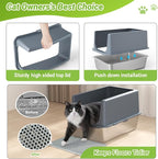 Stainless Steel Cat Litter Box with Lid,Metal Cat Litter Box,23.5x15.5x14in | Cat Litter Pan for Large Cats, Non-Sticky Large Kitty Litter Box Easy to Clean, Anti-Leakage,xxl