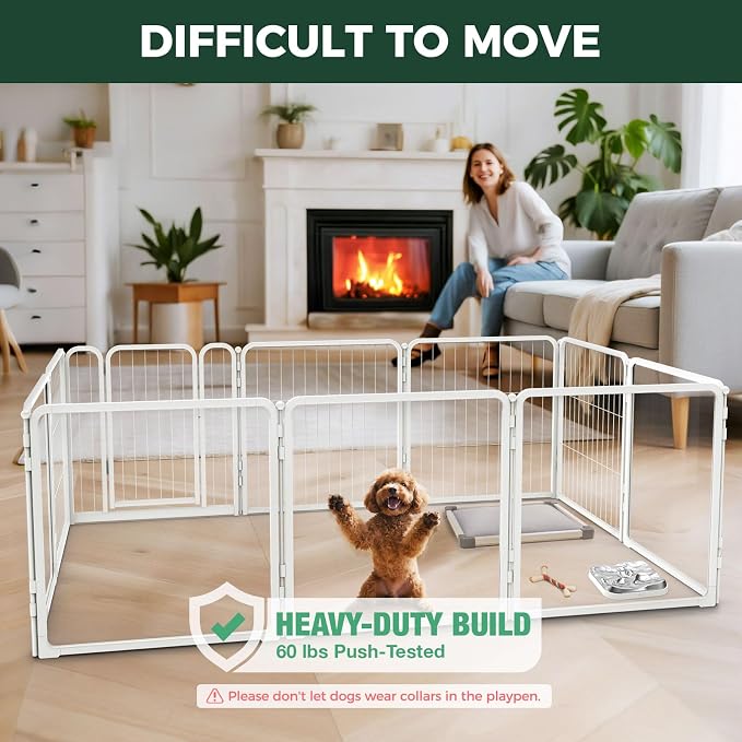 FXW AuraSpace Pro Acrylic & Wire Mesh Indoor Dog Playpen, 24" H, 10 Panels | Clear View, Heavy-duty Metal, Flexible Layouts, Easy Walk-Through, For Puppies & Small Dogs, Patented