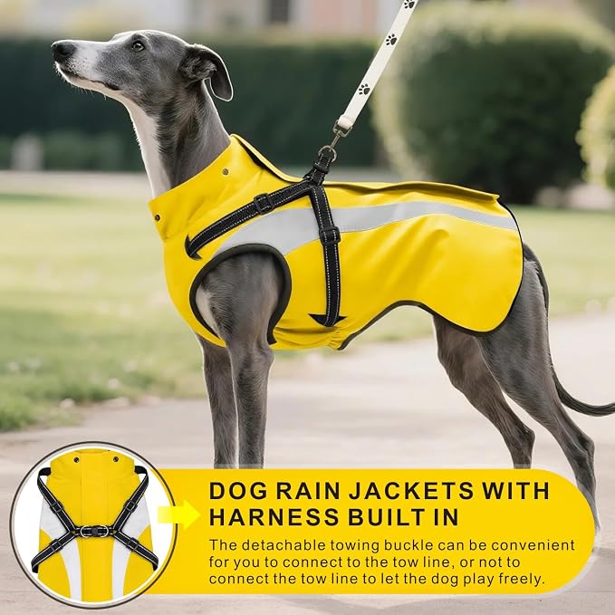 Dog Raincoat Waterproof Raincoats for Dog Reflective Dogs Rain Jackets with Hood Hoodie Pet Rain Poncho Coat for Small Medium Large Dogs Puppies S-XXL (Yellow, L)