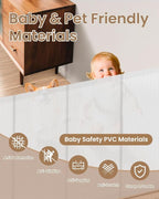 Baby Gate Mesh, 71" Wide 34" Tall Retractable Mesh Baby Gates | Mesh Pet Gate, One-Hand Operation, Baseboard Fit, 6 Reinforced Rods, for Open Kitchen, Living Room & Playroom, White