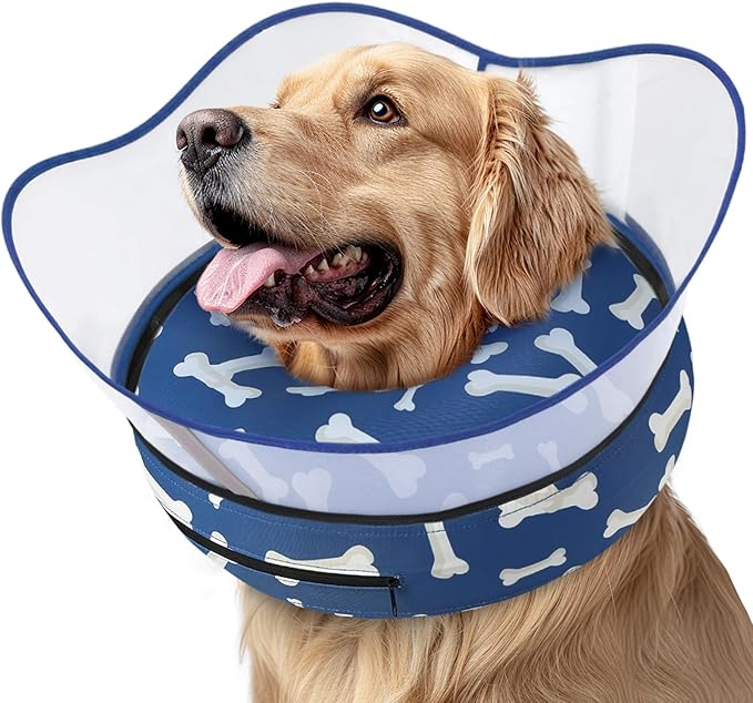 Supet Raised Inflatable Dog Cone Collar to Stop Licking, Soft Dog Cone Alternative After Surgery, Pet Neck Donut Collar for Small Medium Large Dogs