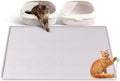 Silicone Cat Litter Box Mat 38'' x 25'' Cat Mat with Toy, White | Extra Large Litter Mat with lip, Non-Slip Waterproof Cat Litter Mat Litter Trapping Mat for Floor, Easy to Clean