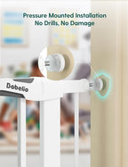 Babelio Baby Gate with Adjustable Cat Door, CatPrivilege III, 29-43" | Auto-Close, Pressure Mounted with No Drilling, Dual Lock Safety Gates For Stairs, Doorways and House, Easy Walk Thru, White