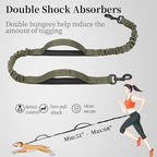 iYoShop Hands Free Dog Leash with Zipper Pouch, Dual Padded Handles and Durable Bungee for Walking, Jogging and Running Your Dog (Large, 25-120 lbs, Military Green)