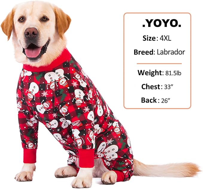 Dog Recovery Suit After Surgery Female Male, Medium Large Dog Neuter Shirt Cone Alternatives Prevent Licking Surgical Onesies (Xmas Snowman, 3XL)