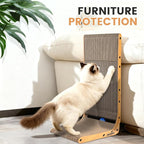 Cardboard Cat Scratcher for Indoor Cats, 26.8 Inch L Shaped Vertical Cat Scratching Board with Ball Cat Toy, Large Cardboard Cat Scratcher Pad