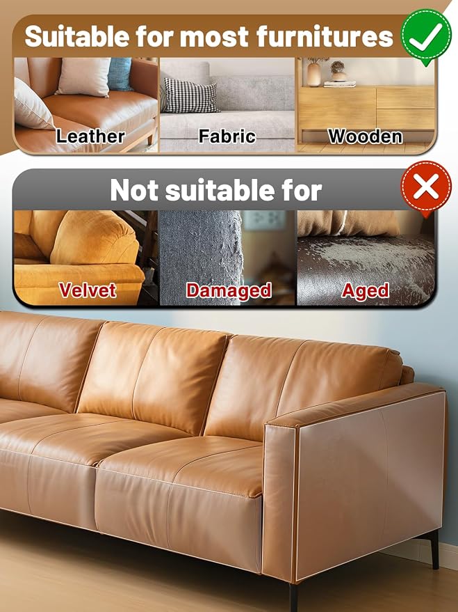 Acostop 12"x136" Cuttable Cat Scratch Furniture Protector for Leather Couch | Transparent Easy to Remove Anti-Scratch Couch Protector from Cat, No Pins
