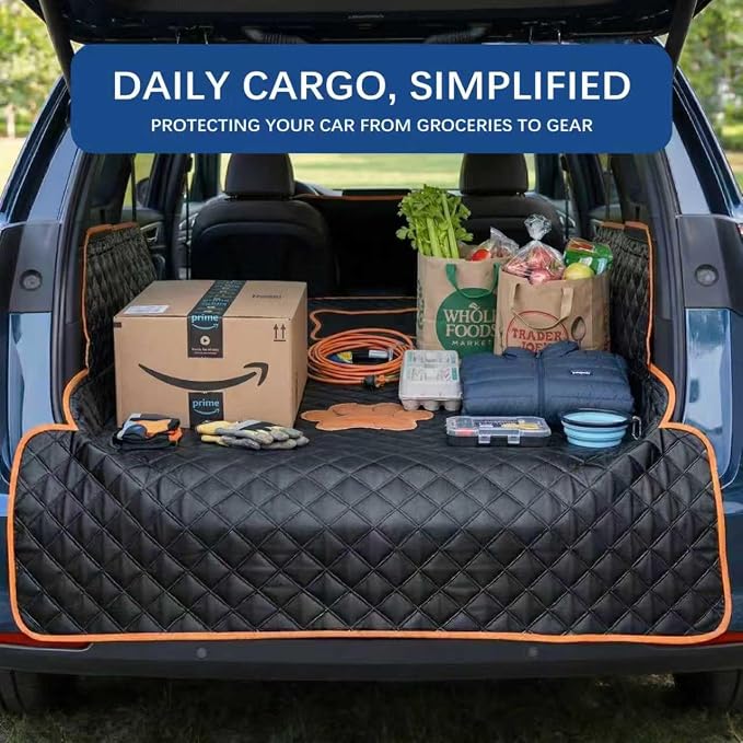 SUV Cargo Liner for Dogs,Waterproof Dog Trunk Cover with Side Flaps | Material: Waterproof PU Leather | Protection: 12.60" Side Flaps & 17.72" Bumper Flap | Fit: Most SUVs | Non-Slip Design
