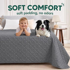 PAWFINITY Waterproof Bed Cover for Dogs, Pet Blanket for Mattress Washable | Paw Print Quilted, Hair Resistant, Anti Cat Scratch, Pee Proof Furniture Protector for King Size Bed, 82x82 Inch, Grey