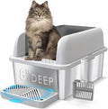 Suzzipaws XL 8" Deep Enclosed Stainless Steel Cat Litter Box for Big Cats | High-Side Anti-Leakage Structure, Non-Sticky Surface, Simple Daily Cleaning, Comes with Scoop & Filter for Multi-Cat Homes
