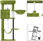 Gitelsnour Cat Tree, 43.3'' Cat Tower with Hammock for Kittens GCT004SGR | Cat Condo House for Small Indoor Cats, Basket, Scratching Post, Large Platform, Sturdy Steel Tube, Sisal Rope, Green