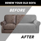 Stretch Sofa Cover Slipcover Couch Covers for 3 Cushion Couch Furniture Protector Sofa Covers with Non Slip Elastic Bottom Dogs Pet Friendly Fitted(Large Sofa 90"-100",Dove)