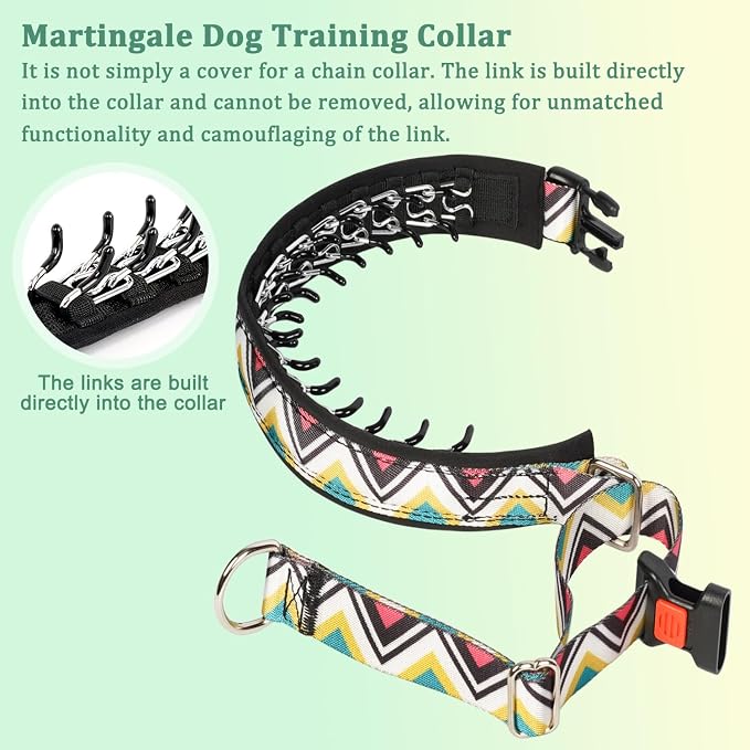 Mayerzon No Pull Dog Prong Collar Martingale, Personalized Pinch Collar | Anti Pull Collar with Buckle for Large Medium Small Dogs, Safe for Walking Training, Festivals(Vintage, L)