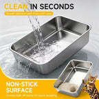 XL Open Top Stainless Steel Litter Box with High Sides,Light Gray | Extra Large Metal Cat Litter Pan , XL Litter Box, Non-Stick Easy Clean Anti-Leak Kitty Litter Pan, Odor Control, Open Top
