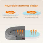 Dwanton Orthopedic Dog Bed for Extra Extra Large Dogs with Gel Memory Foam, Waterproof Dog Sofa, Washable Pet Bed with Four Sided Bolster Cushion, Removable Cover & Non-Slip Bottom, 48", Medium Grey
