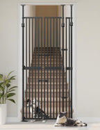 Extra Tall Cat Gate, 74.8”–90.5” High x 30.3”–38.2” Wide, No-Drill Pressure Mounted Safety Barrier for Doorways, Stairs, Hallways, Multi-Pet Separation，Black