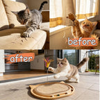 Sisal Cat Scratcher Toy with Ball Track Feather and Ball, Wooden Interactive Toy for Indoor Cats, Scratch Pad,Kitten Toys for Chasing Hunting Physical Exercise