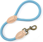 Mile High Life Short Dog Leash with Genuine Leather Connection, 4/5/6 FT | Rope Leash, Heavy Duty 360° Swivel Metal Clasp, for Small Medium & Large Dogs Walking (Green, 18 Inch)