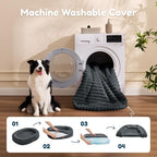 ChiXnuggle Orthopedic Dog Bed, Washable Cover, Faux Fur Bolster Pet Couch | waterproof,egg crate foam,non-slip bottom,for large dogs,dark grey,35*28*7,dog sofa