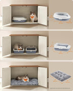 Feandrea Cat Litter Box Enclosure, Litter Box Furniture Hidden, Indoor Cat House, End Table, 27.6 x 19.7 x 19.7 Inches, Rustic White and Honey Brown UPCL022K02