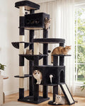 Cat Tree, 78.7" Tall Heavy Duty Cat Tower for Indoor Cats VCT033G | Cat Furniture with Sturdy Structure, Spacious Condo, Cozy Top Perch & Scratching Posts, Hammock, Smoky Gray