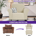 ZNSAYOTX Super Stretch Chair Slipcover (30"-47"), New Striped Sofa Chair Covers for Living Room, Dogs Pet Friendly Anti-Slip Chair Protector Spandex Armchair Slipcovers (Khaki, Chair)
