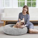 MIXJOY Orthopedic Dog Bed Comfortable Donut Cuddler Round Pet Beds Ultra Soft Washable Dog and Cat Cushion Bed (30'', Grey)
