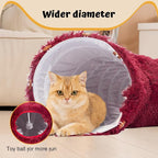 Avont Cat Tunnel Bed, Washable Cushion, Large 3-in-1 Play Tube for Cats | Play, Rest & Snuggle | Spacious for Big Cats | Durable Toggle Design | Removable Washable Cushion | Red
