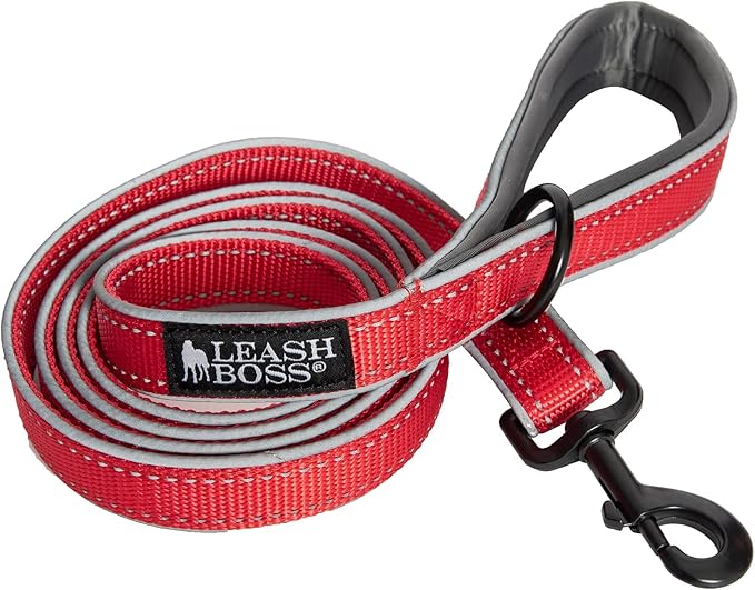Leashboss 6ft Ultra Comfort Double-Thick Soft Padded Handle Reflective Leash for Large, Medium, and Small Dogs/Puppies | Heavy Duty Nylon
