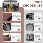DONORO Dog Playpen Portable Pet Play Pens for Small Dog/Cat/Rabbit/Chicks, Cat Playpen Indoor/Outdoor with Carring Case, Removable Zipper Top and Bottom (Gray, Extra Large (55"x55"x30"), 8)