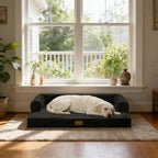 Orthopedic Washable Dog Bed for Large Dogs, 36x27in, Black | Orthopedic Foam Relieves Joint Pressure, Bolsters Supports Head And Neck, Washable Cover, Non-Slip Bottom