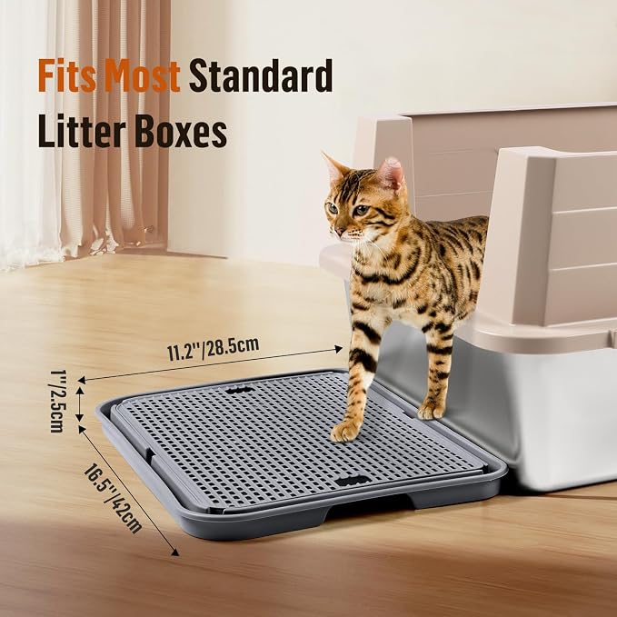 Cat Litter Box Step, Large Cat Litter Ramp with Filter Function, Dark Grey