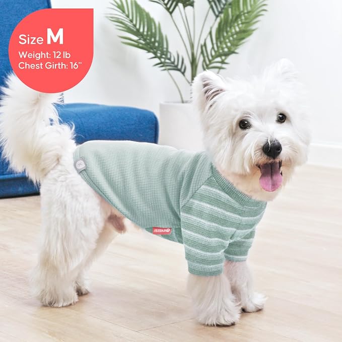 KYEESE 2Pack Waffle Dog Shirt with Sleeves Soft Striped Dog Sweater | Turtleneck, Cozy Warmth. Lightweight & Breathable, Gentle on Sensitive Skin, Free to Move, Comfortable Daily Wear
