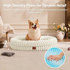ChiXnuggle Orthopedic Dog Bed, Washable Cover, Faux Fur Bolster Pet Couch | waterproof,egg crate foam,non-slip bottom,for large dogs,cream,35*28*7,dog sofa