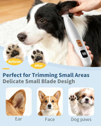 iBTC Dog Clippers and Paw Trimmer Kit 2 in 1 Low Noise Cordless Dog Clippers for Grooming Pet Hair Trimmers for Small and Large Dogs Cats Animals(Grey and White Set)