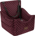 JOEJOY Elevated Dog Car Seat for Small/Medium Dogs up to 36 lbs, Memory Foam Booster Seat with Detachable Washable Cover, Travel-Safe Car Bed with Safety Belts & Storage Pockets, Red