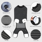 2 Packs Breathable Cotton Dog Recovery Suit for After Neuter Spay Abdominal Wounds Protector, Professional Anti-Licking Onesies for Male Female Pets Surgery Bandages, Large, Striped Black Grey