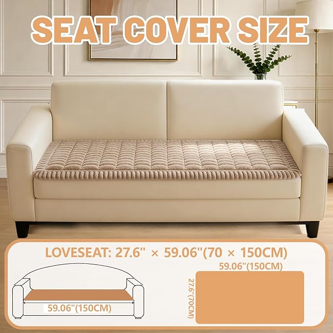 Waterproof Couch Cover for Dogs Washable,Nonslip Fuzzy Durable Pet Friendly | Soft Slipcovers for 3 Cushion Sofa Cover,Plush Thick Protector Fits Mat Bed Leather & Fabric Couches (Brown 27.6"x59.06")