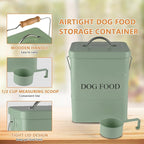 Dog Treats tin and dog Food Storage Tin with Lid & with Spoon for dog Food Storage, Medium Pet Food Storage Can-Dog Food-Green