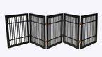 Urnporium Pet Dog Gate Freestanding, Strong Durable Folding Wooden Fence, Portable Acacia Hardwood Safety Barrier for Indoor & Outdoor Use (Black Pet Gate, 5 Panel 24" Tall)