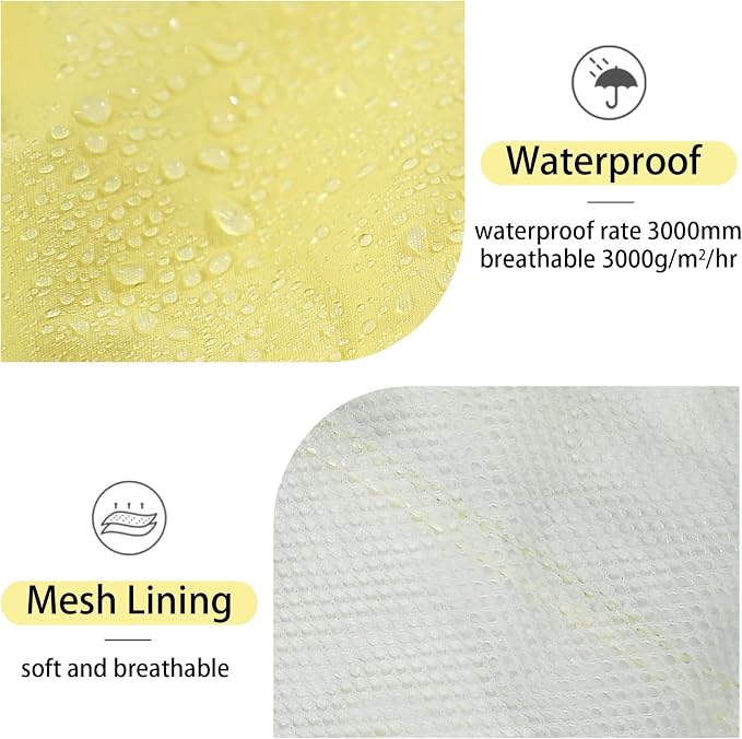 MAMORE Dog Raincoat with High Collar - Waterproof Adjustable Dog Rain Jacket, Lightweight Reflective Pet Rain Coat for Small Medium Large Dogs for Outdoor Walking Hiking(Yellow, Medium)