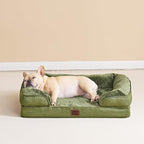 EHEYCIGA Orthopedic Small Dog Bed, Waterproof Memory Foam Washable Pet Beds | Non-Slip Bottom and Egg-Crate Foam Medium Dog Couch Bed with Washable Removable Cover, Olive Green