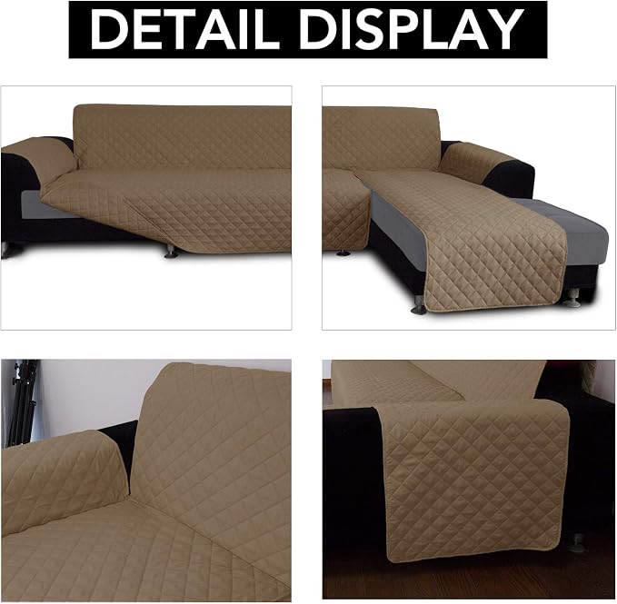 Easy-Going Sofa Slipcover L Shape Sofa Cover Sectional Couch Cover Furniture Protector Mat for Pets Dog Cat (X-Large,Camel/Camel) | Soft Sofa Slipcover For Dogs, Fits Left/Right Chaise Lounge Protector, Water Resistant Mat For Living Room