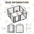 Small Dog Playpen Indoor 24 Inch 8 Panels Pet Pen with Door & Stakes Portable Exercise Puppy Playpens Metal Dogs Fence Outdoor for Yard RV Camping Training Trips Foldable Expandable