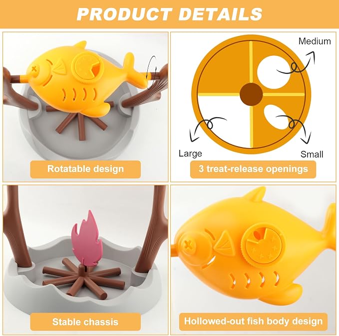 BBQ-Style Cat Slow Feeder, Interactive Toy,Treat Puzzle Feeder for Pets, Mental Stimulation Food Dispensing Toy, Puppy Kitten Dishes, Keeps Pets Busy & Prevents Overeating