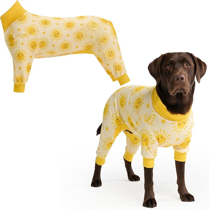 Spark Paws Dog Pajama, Dog Recovery Suit Male, Onesie, Ultra-Soft and 4-Way Stretch, for Small Medium and Large Breeds - Sunshine - 3XL