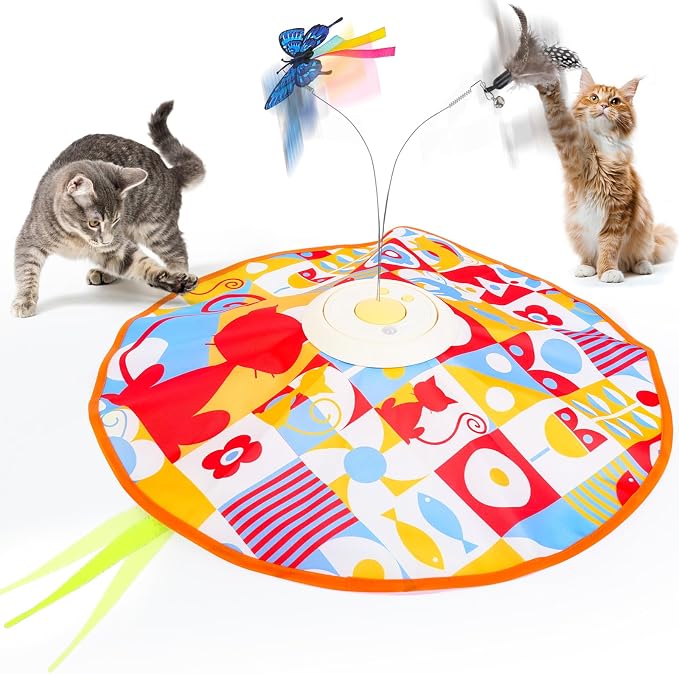 Interactive Cat Toys for Indoor Cats, Kitten Toys for Indoor Kittens,Yellow | Automatic Electronic Cat Toys for Bored Adult Cats, Stimulating Moving Cat Enrichment Toy, Hide and Seek Cat Games Toy