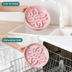 vancasso Ceramic Slow Feeder Dog Bowls, Puzzle Dog Food Bowls with Floral Maze, Anti -Slip Pet Food Dish for Large Breed, 3 Cups, Pink