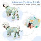 Bienbee Dog Pajamas, 4 Pack Adjustable Onesies for Small to Large Dogs L | Dog Shedding Suit with Soft Fabric, Breathable & Stretchy, and Adjustable Back Length for Sleeping Lounging and Daily Use