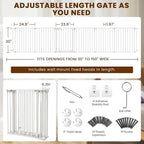 Mumeasy 150" Extra Wide Baby Gate, Play Yard Long Dog Gate for Doorways | Pet Gate Auto Close Walk Thru Door, Adjustable Large Child Safety Fence Gate for House Fireplace Outdoor,6 Metal Panels,White